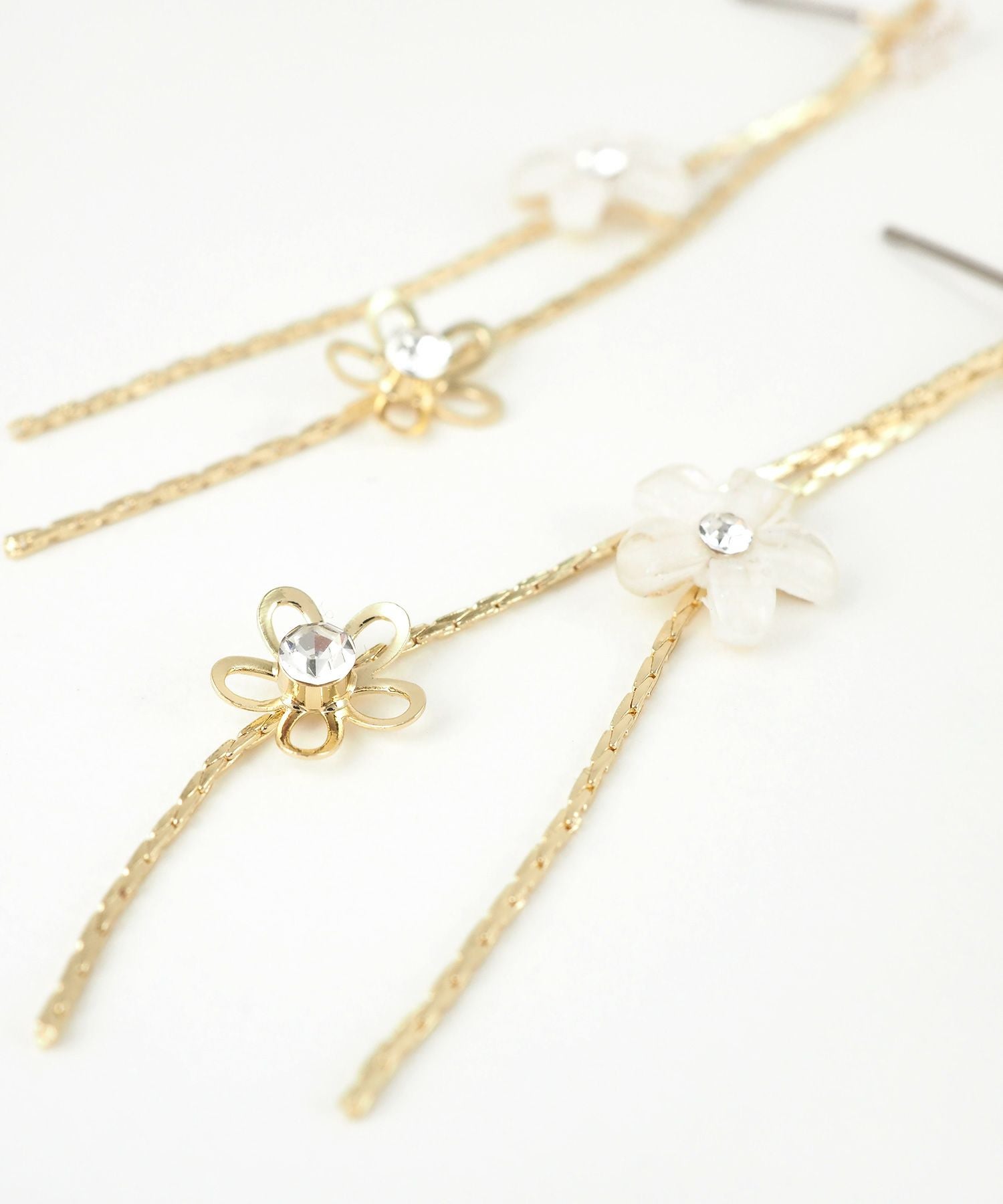 フロストフラワーチェーンチタンポストピアス