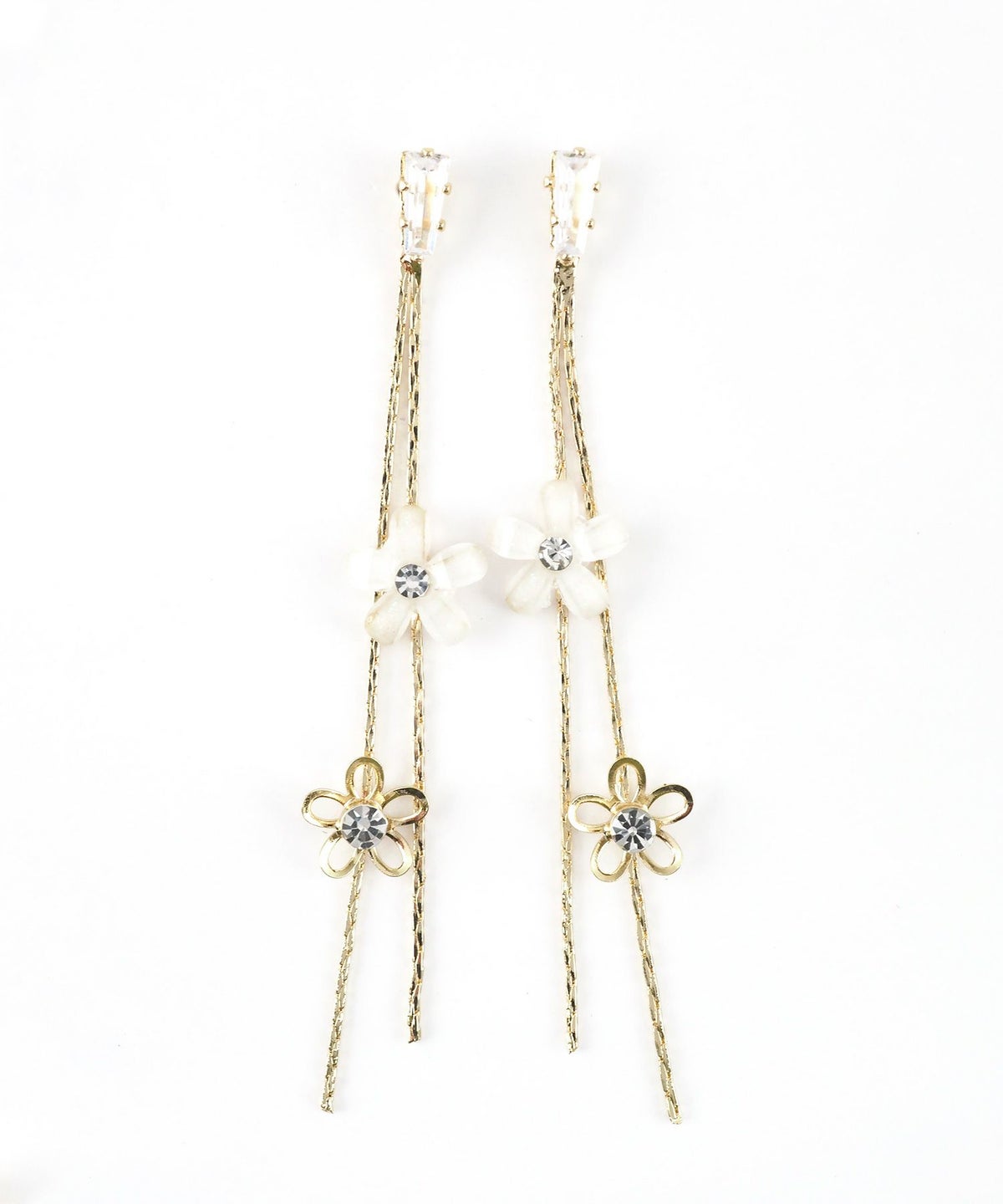 フロストフラワーチェーンチタンポストピアス