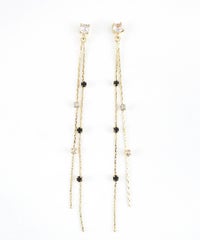 モノトーンビジューチェーンチタンポストピアス