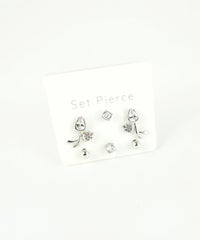 チューリップジルコニアセットステンレスポストピアス