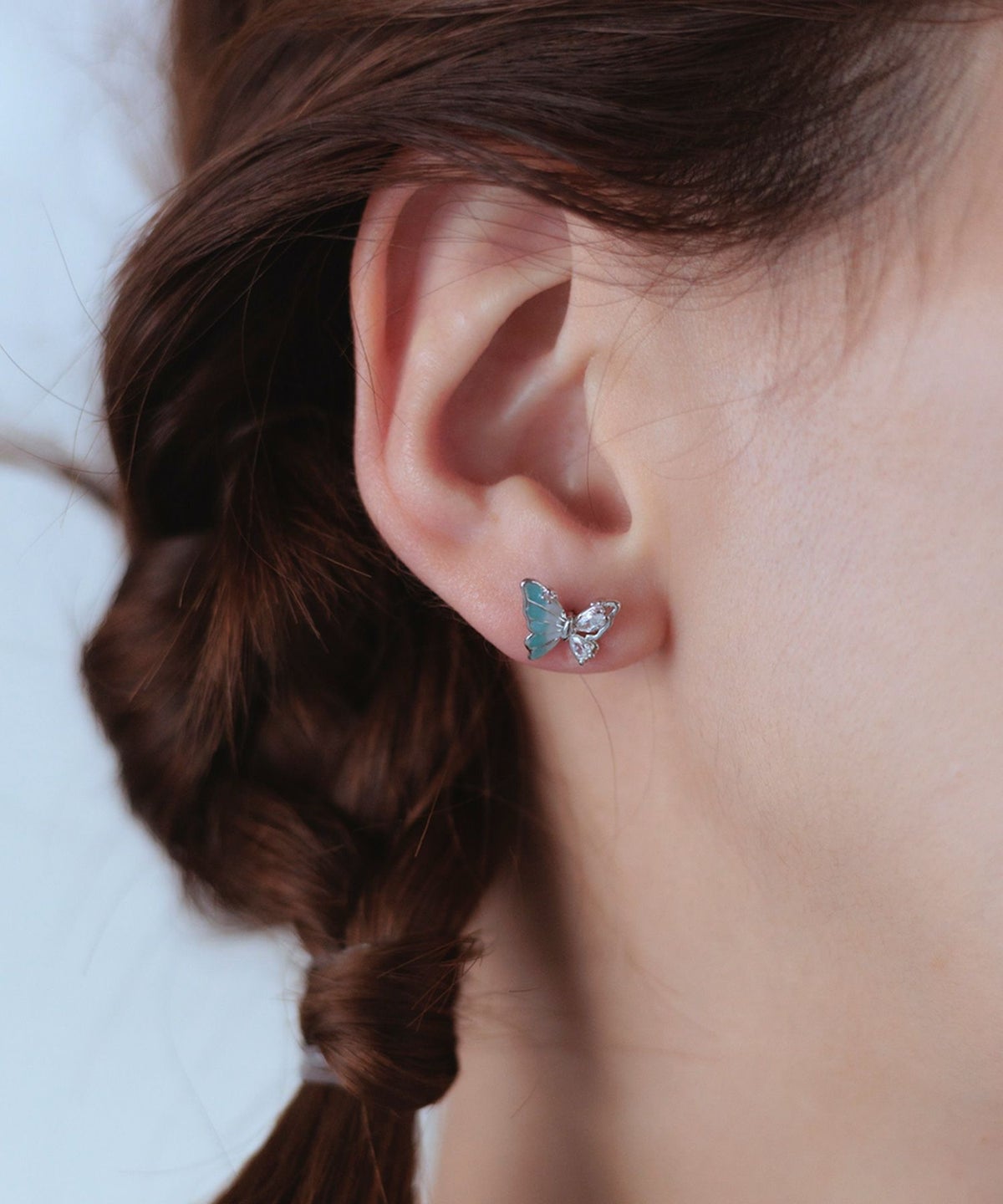 アシンメトリーバタフライステンレスポストピアス