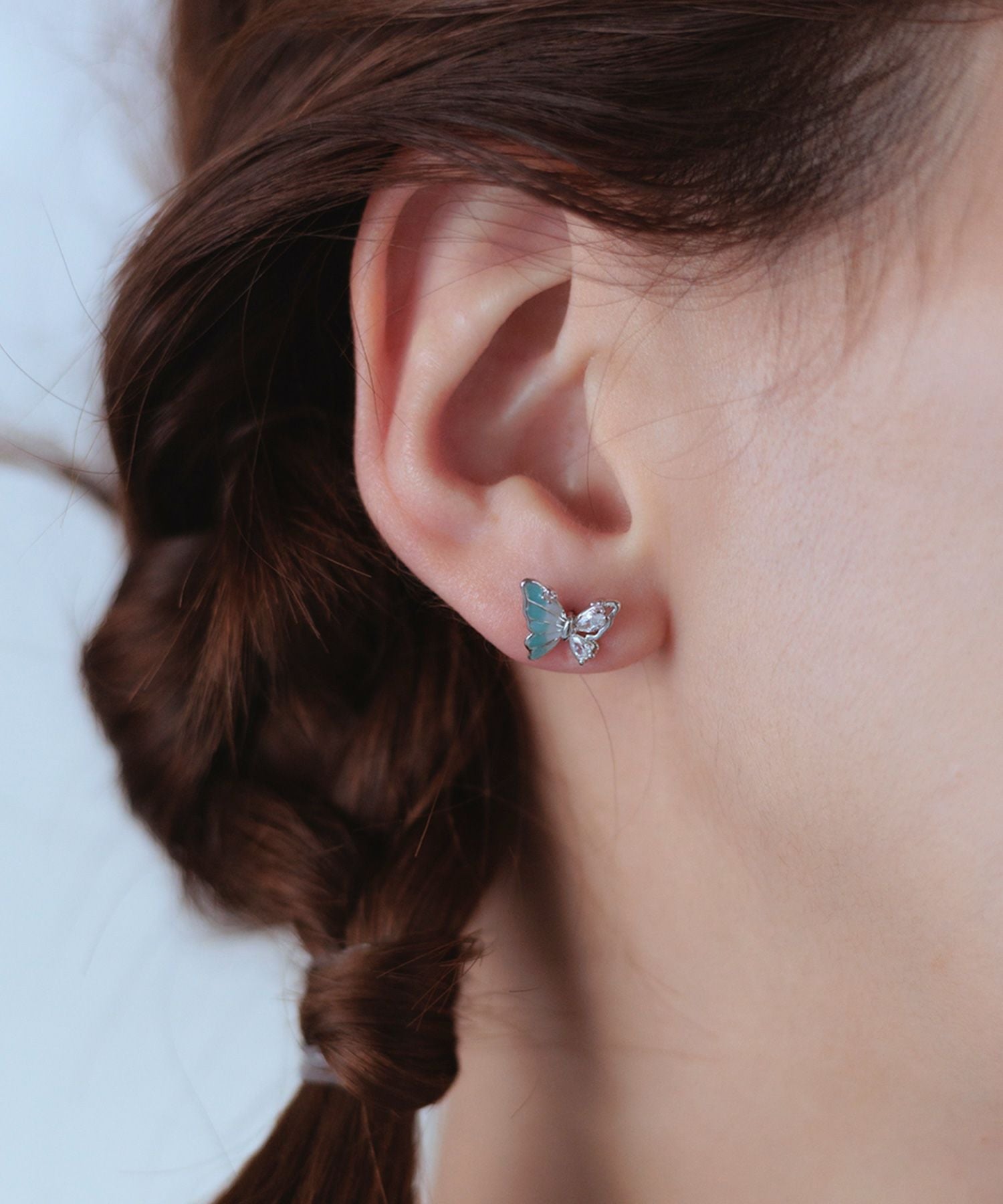 アシンメトリーバタフライステンレスポストピアス