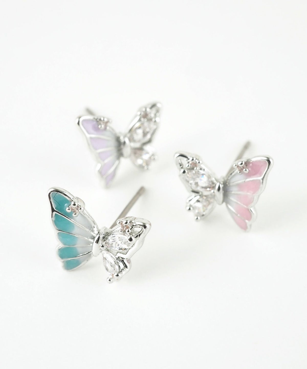 アシンメトリーバタフライステンレスポストピアス