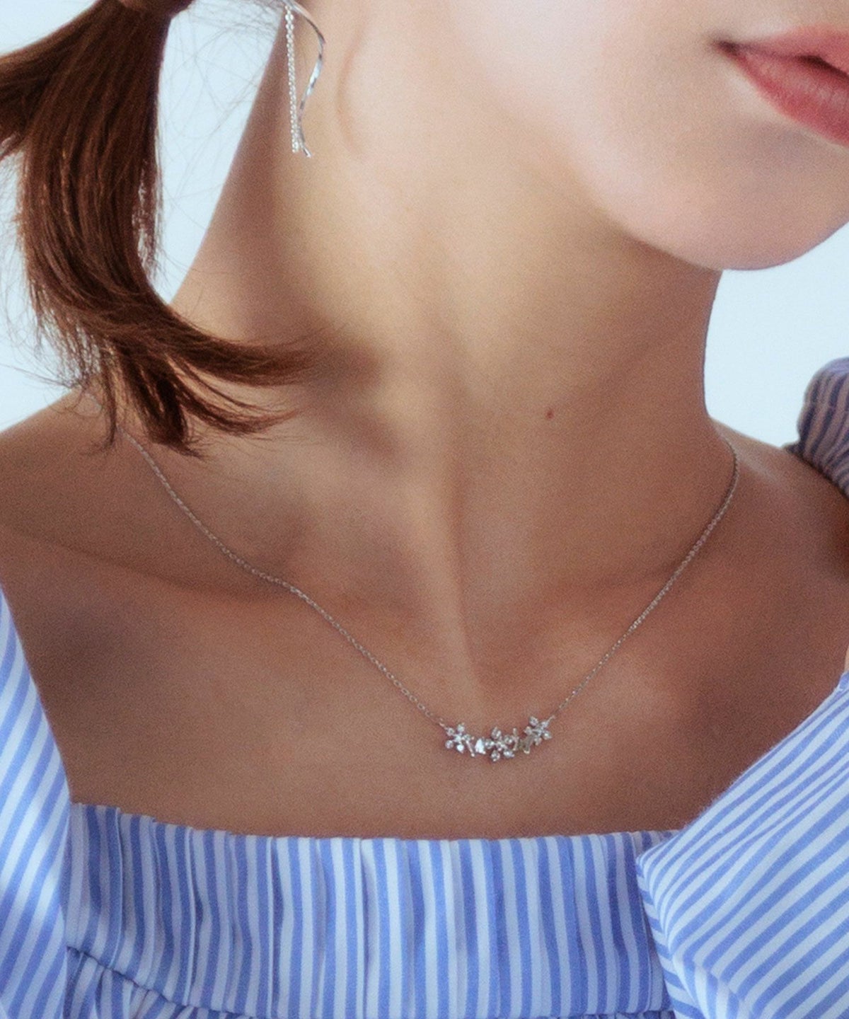 バタフライ＆フラワージルコニアガーデンネックレス