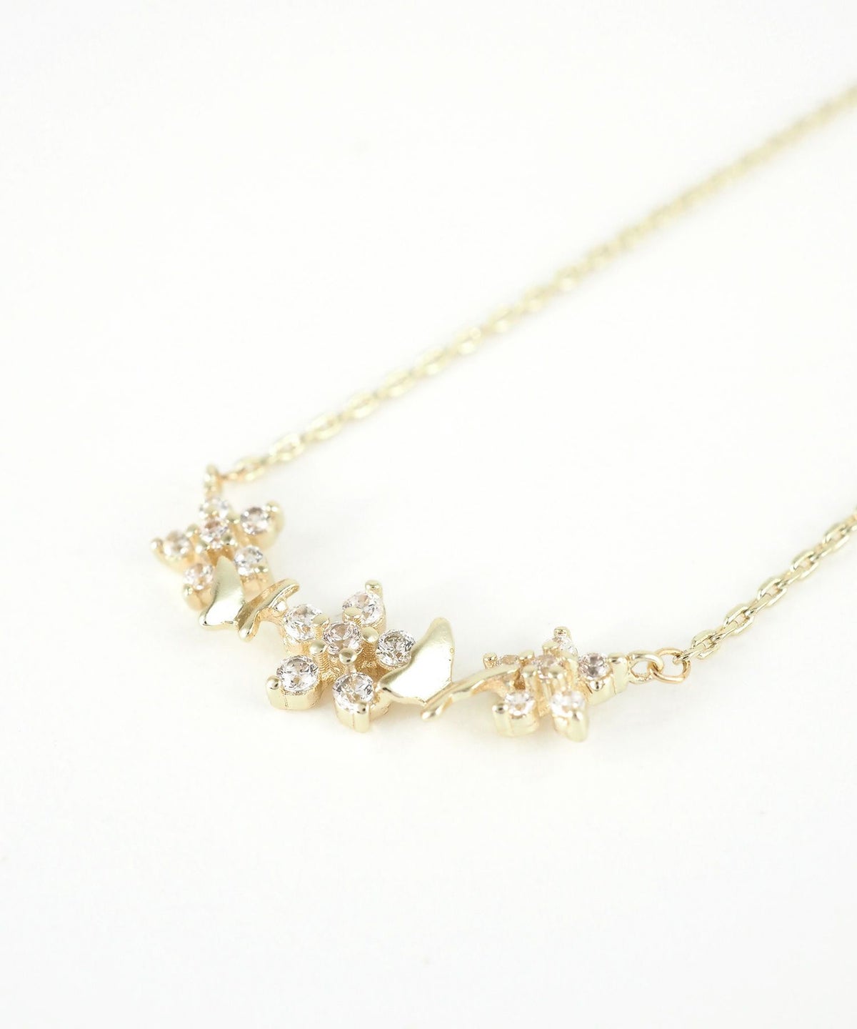 バタフライ＆フラワージルコニアガーデンネックレス