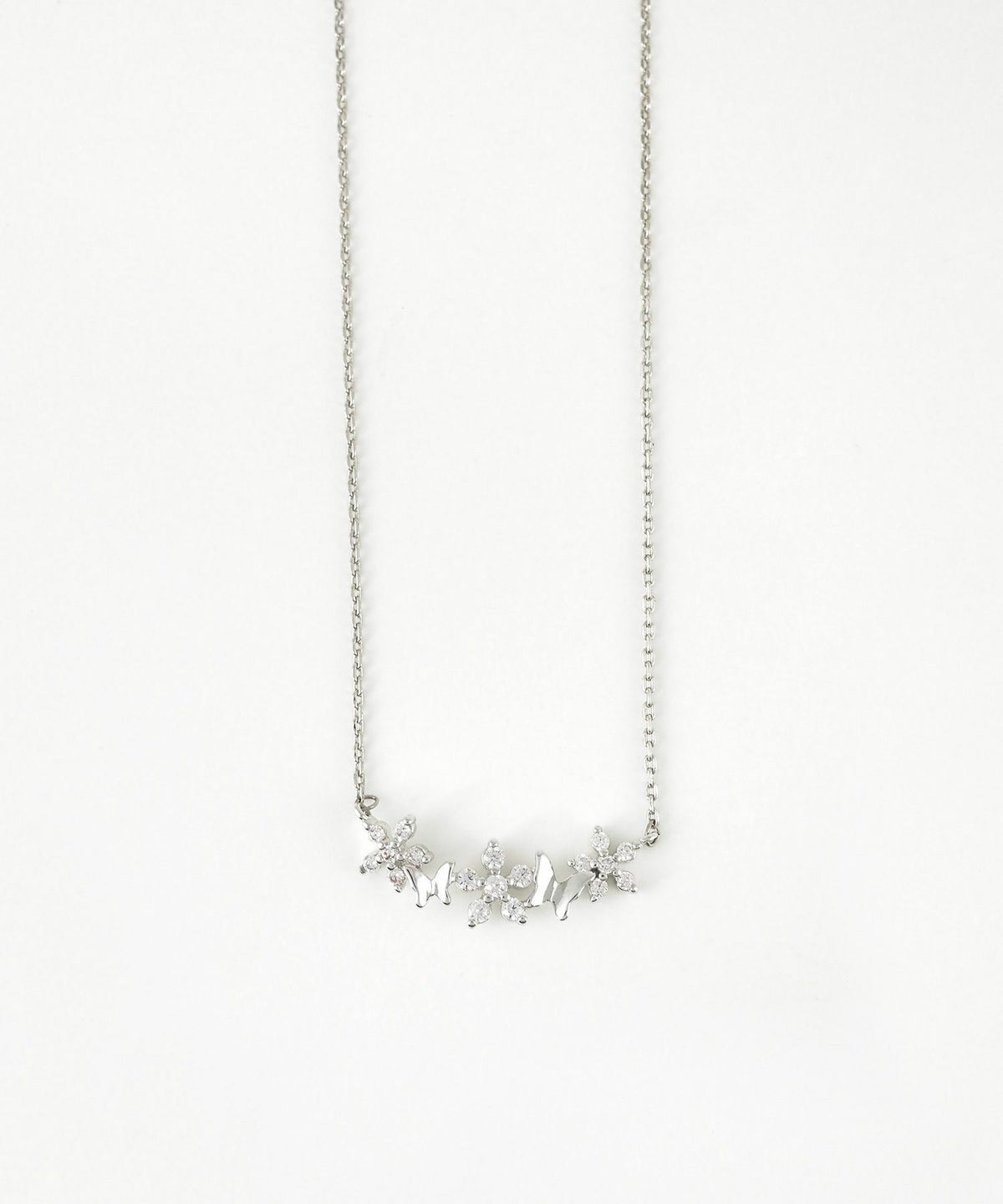 バタフライ＆フラワージルコニアガーデンネックレス