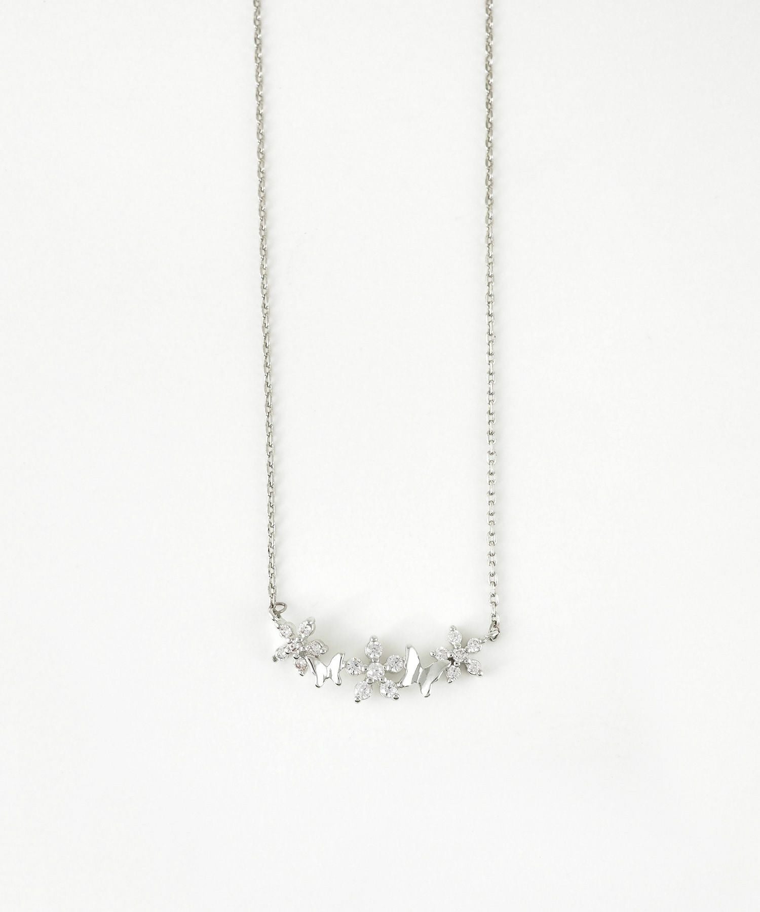 バタフライ＆フラワージルコニアガーデンネックレス