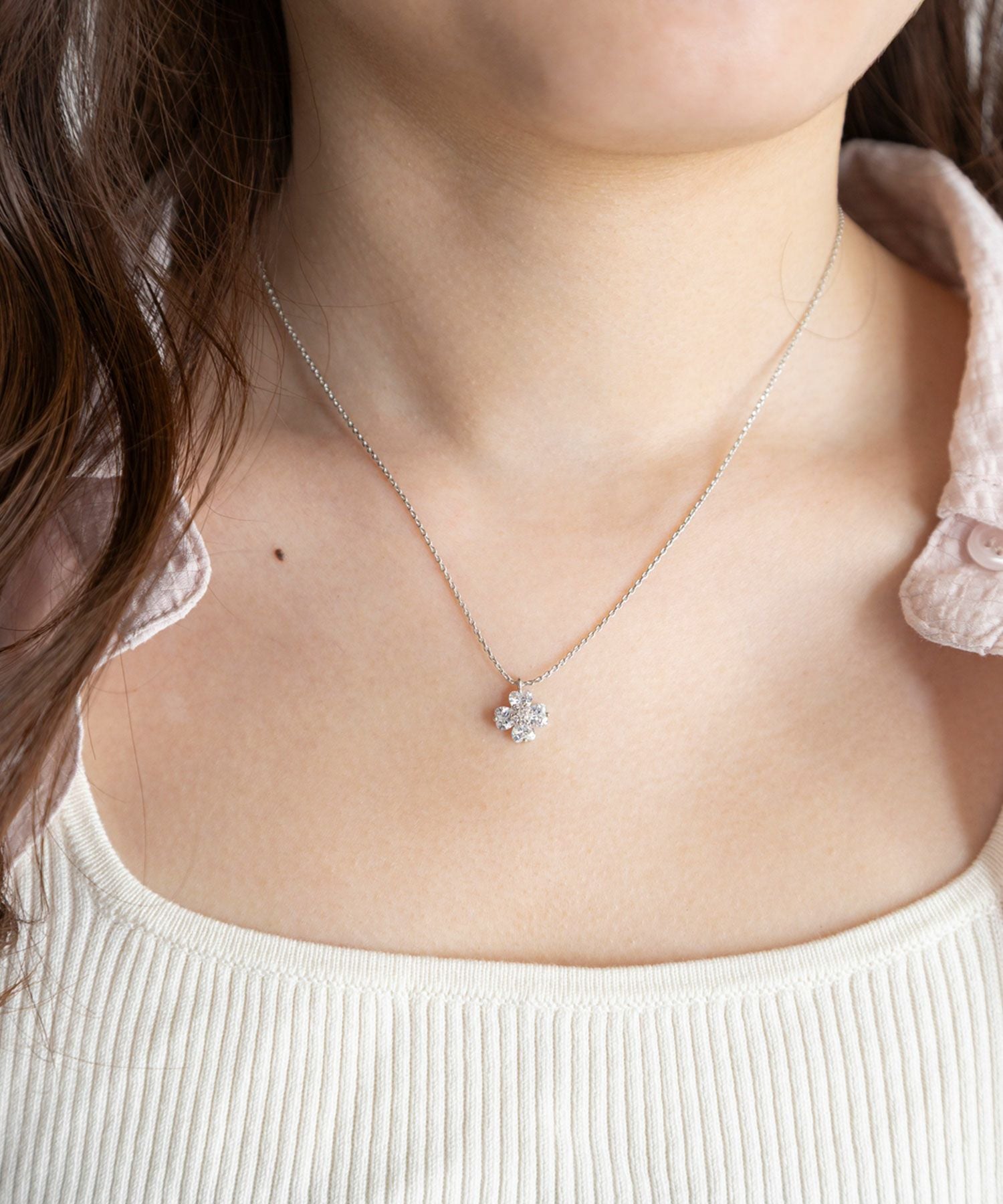 クローバージルコニアネックレス