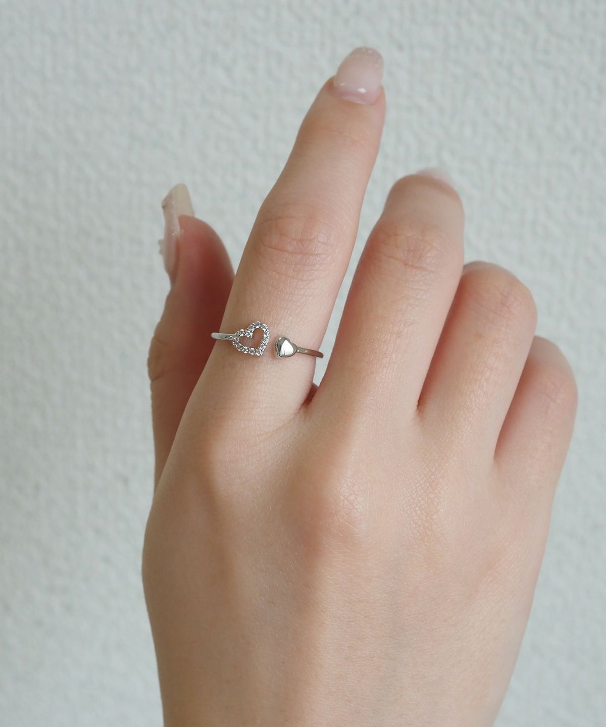 ダブルハートジルコニアオープンリング