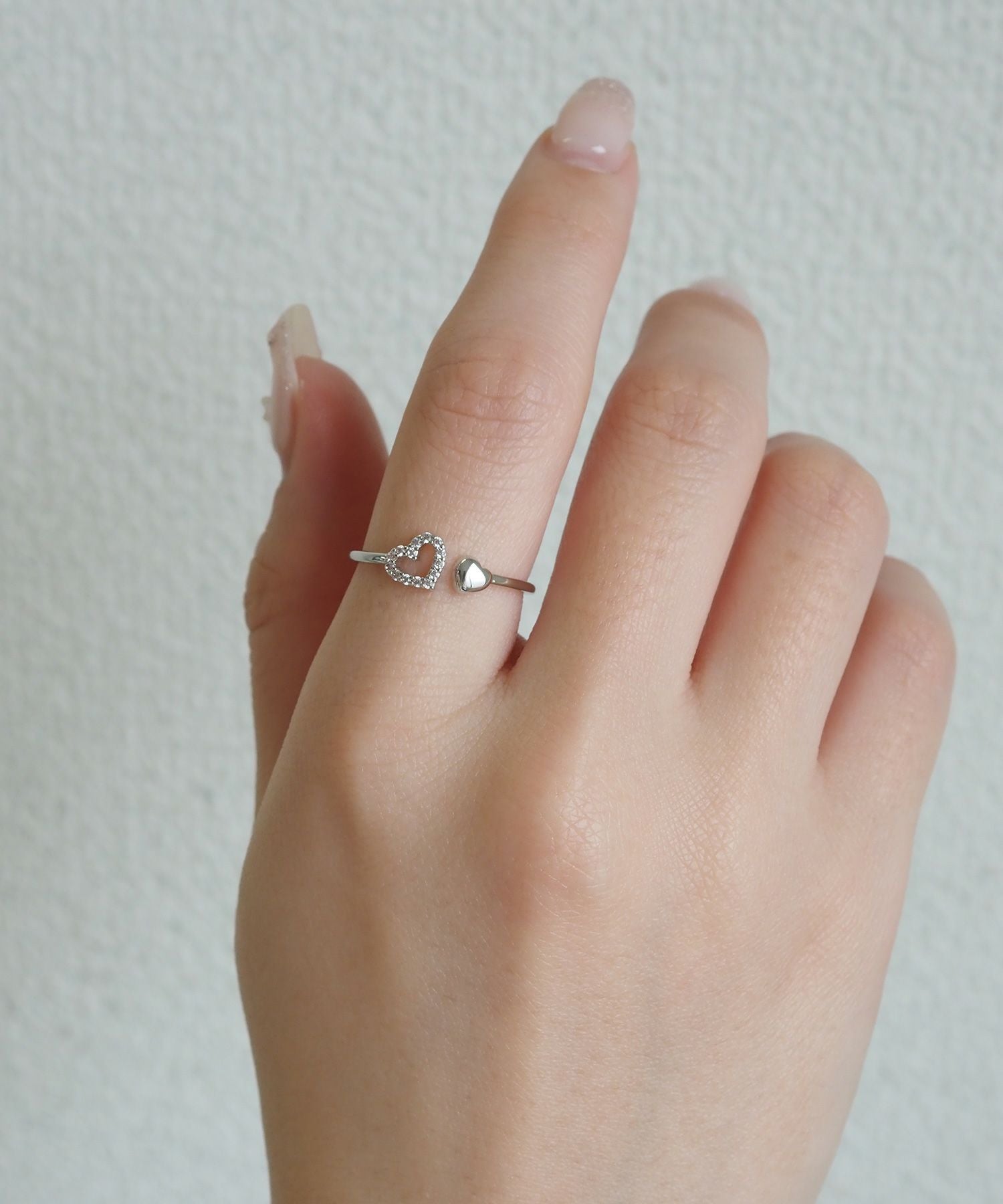 ダブルハートジルコニアオープンリング
