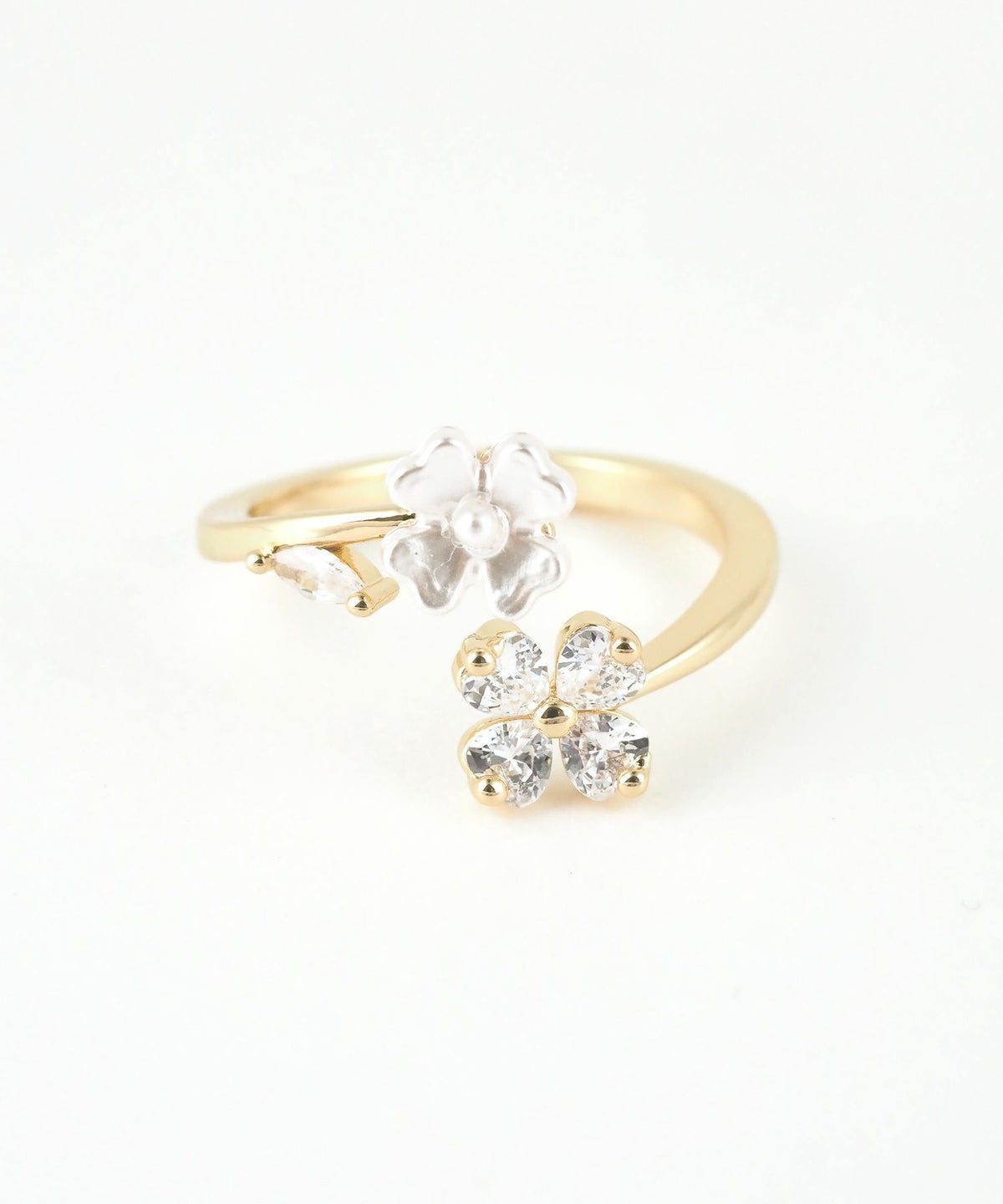 ダブルフラワージルコニアオープンリング