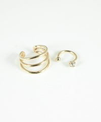 トロワライン×ポイントビジューセットイヤーカフ