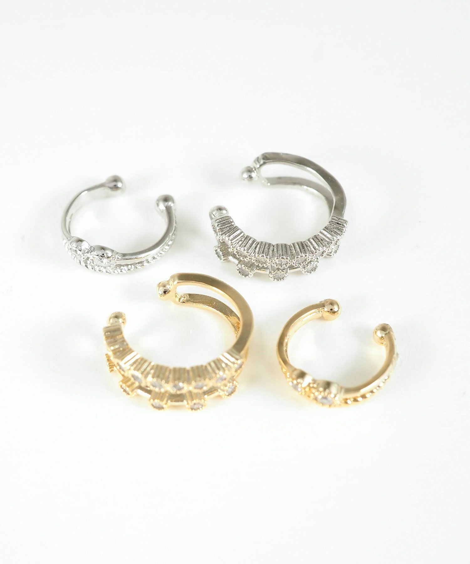 シャイニーレイヤード×ライトビジューセットイヤーカフ