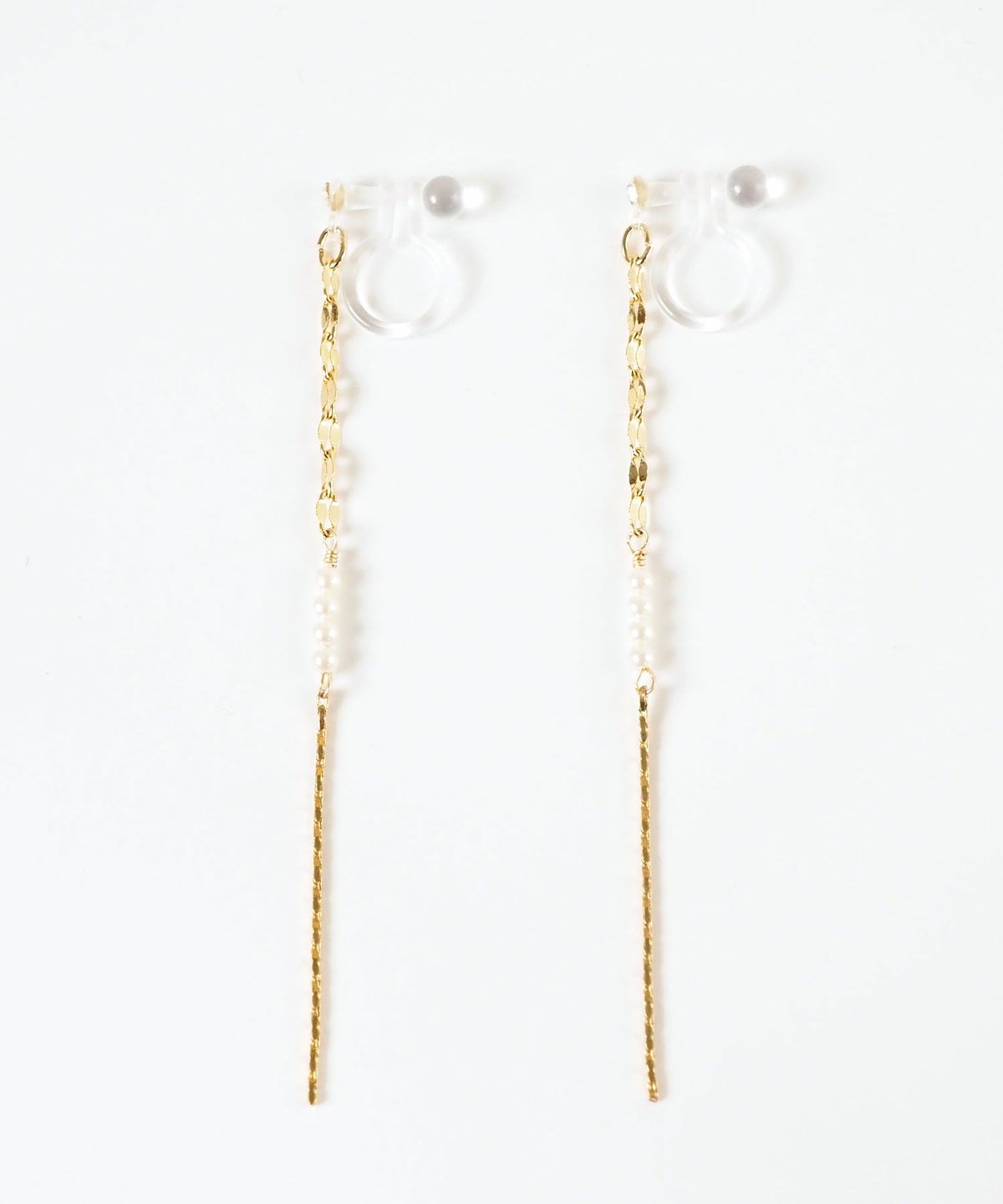 【web限定】ルミパールチェーン樹脂ノンホールイヤリング【Lumirise】