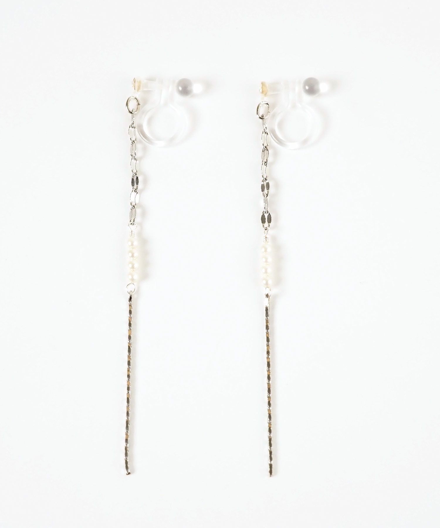 【web限定】ルミパールチェーン樹脂ノンホールイヤリング【Lumirise】