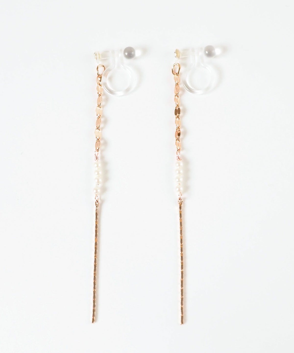 【web限定】ルミパールチェーン樹脂ノンホールイヤリング【Lumirise】