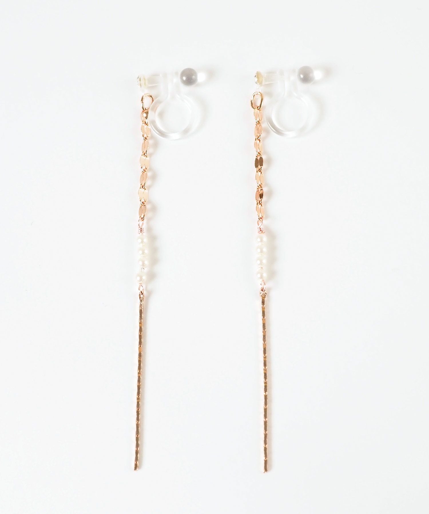 【web限定】ルミパールチェーン樹脂ノンホールイヤリング【Lumirise】