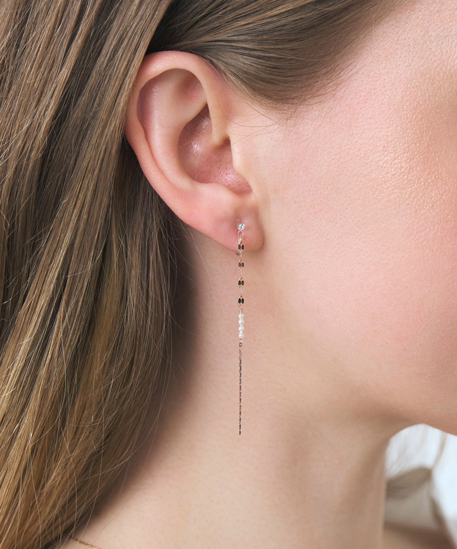 【web限定】ルミパールチェーン樹脂ノンホールイヤリング【Lumirise】