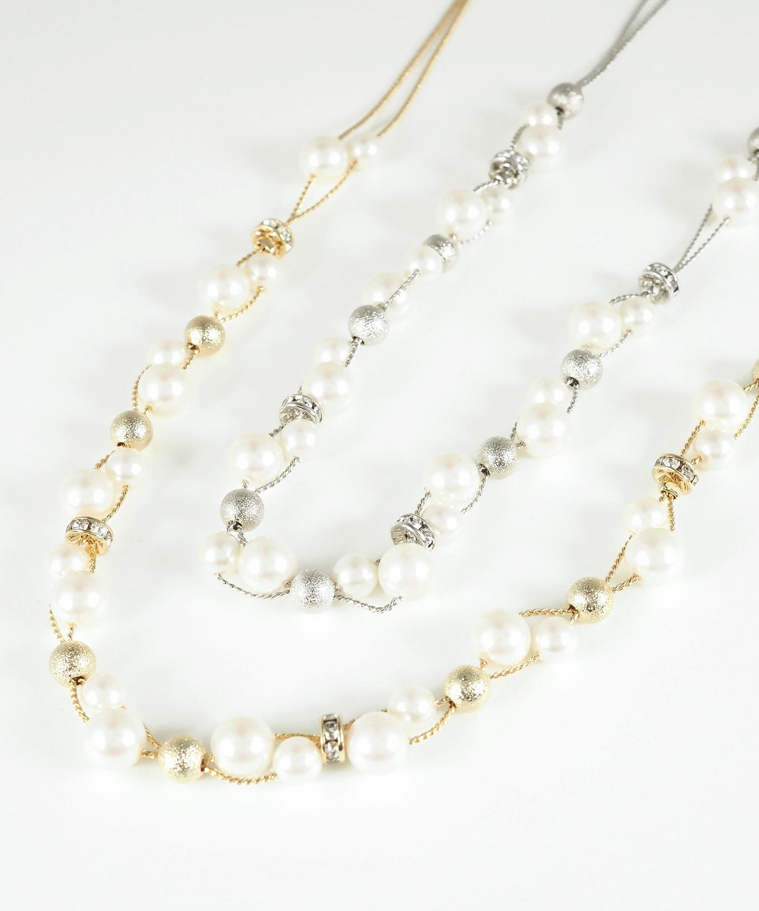 パール×メタルボールクロッシングネックレス【MUK voyalibre】