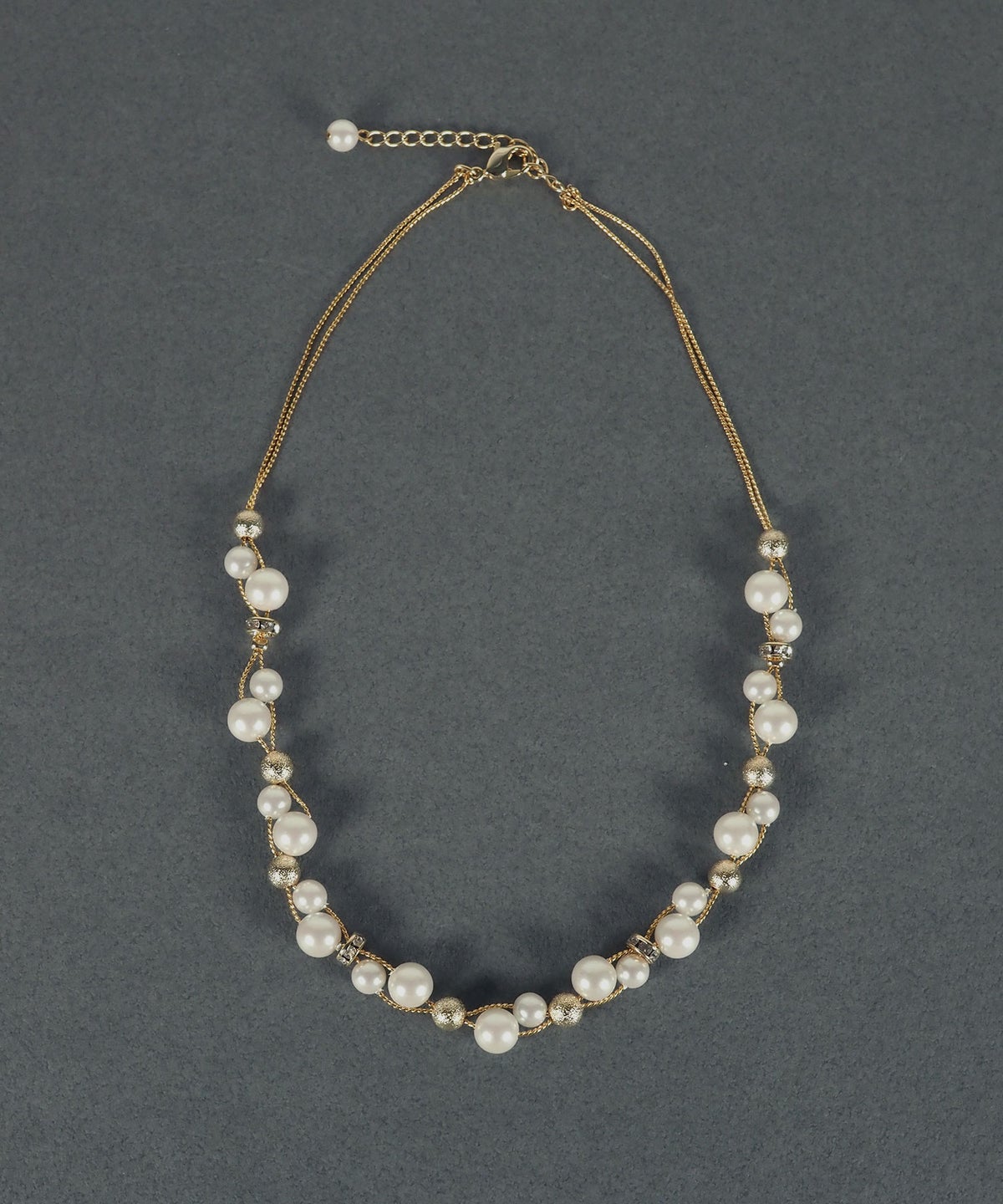 パール×メタルボールクロッシングネックレス【MUK voyalibre】