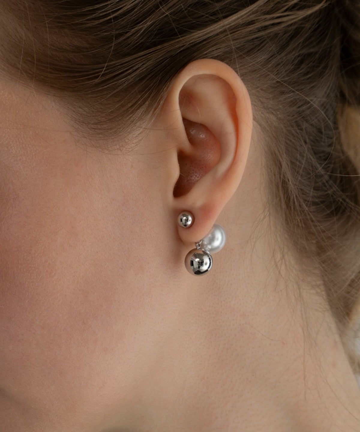 ステーションメタルボール×パールチタンポストピアス【MUK voyalibre】