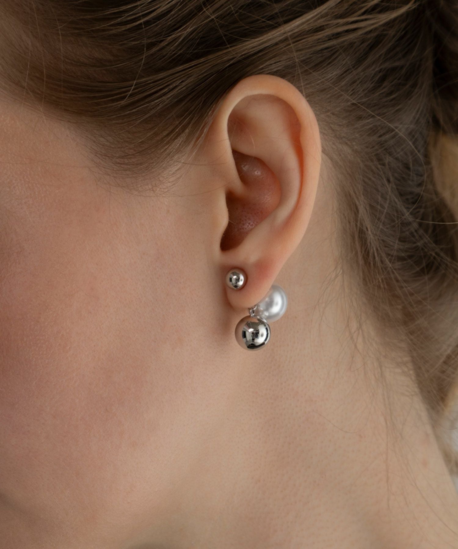 ステーションメタルボール×パールチタンポストピアス【MUK voyalibre】