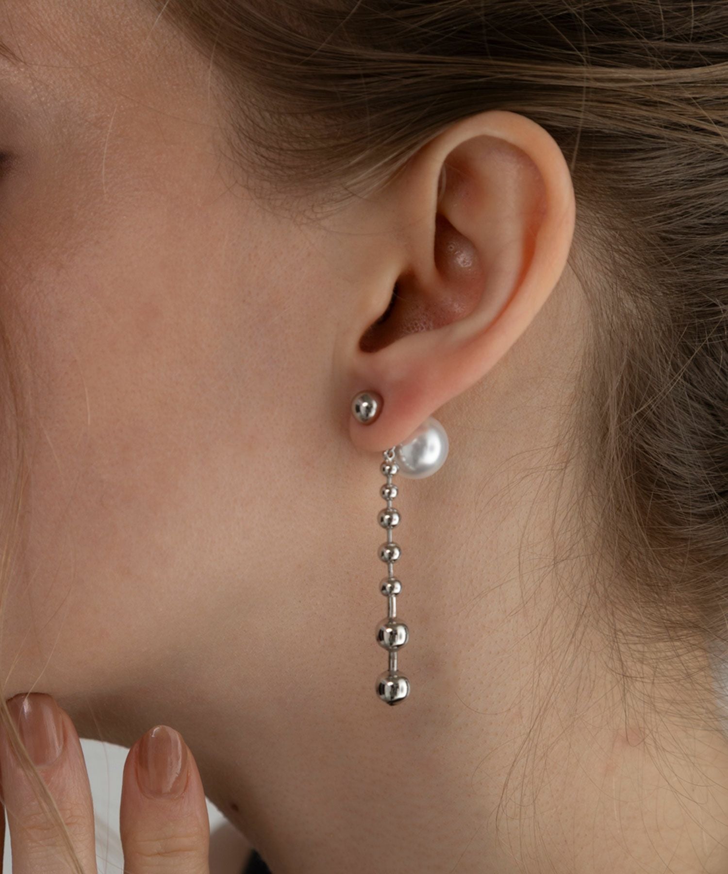 ステーションメタルボール×パールチタンポストピアス【MUK voyalibre】