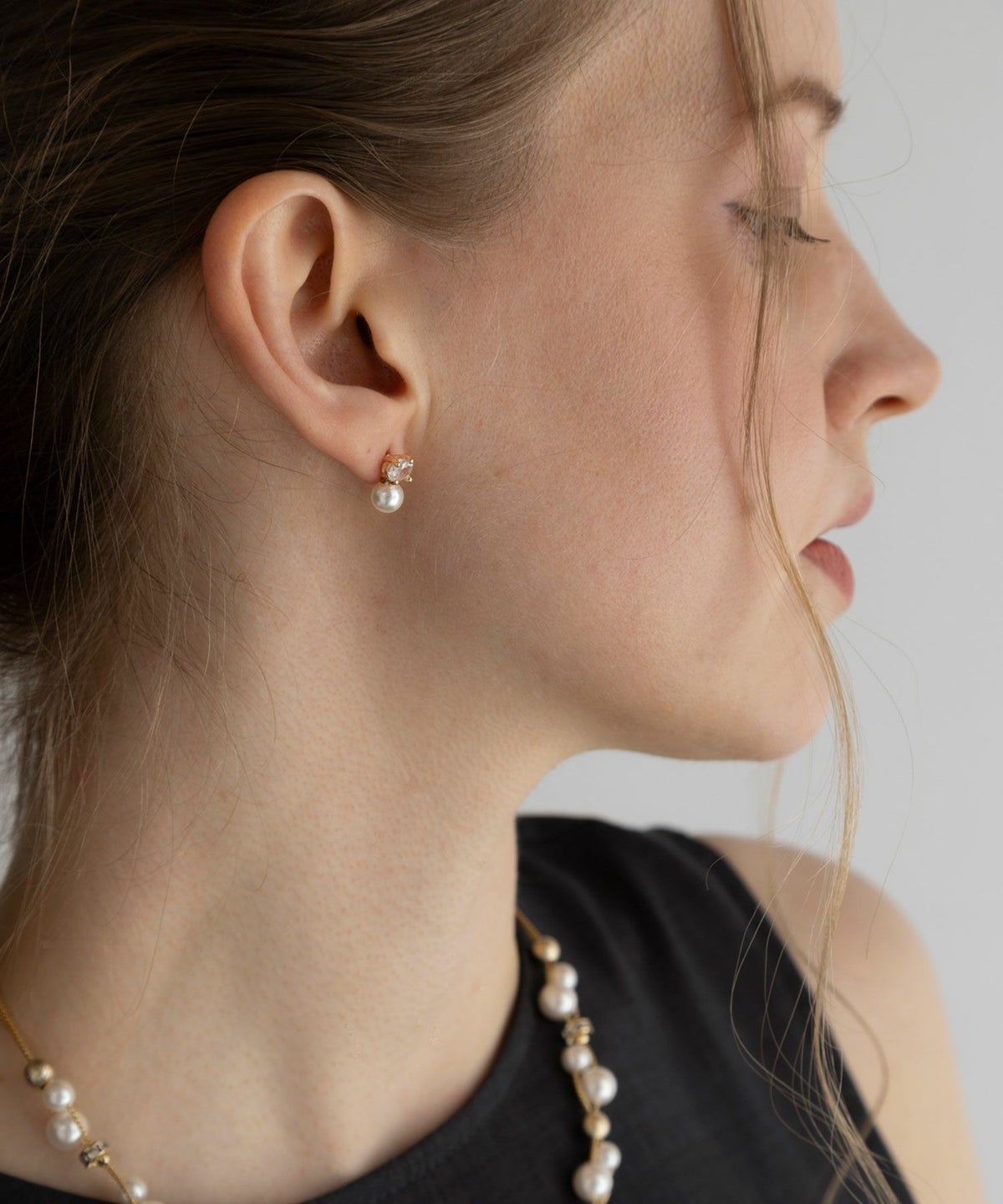 ミニマルストーンパールチタンポストピアス【MUK voyalibre】