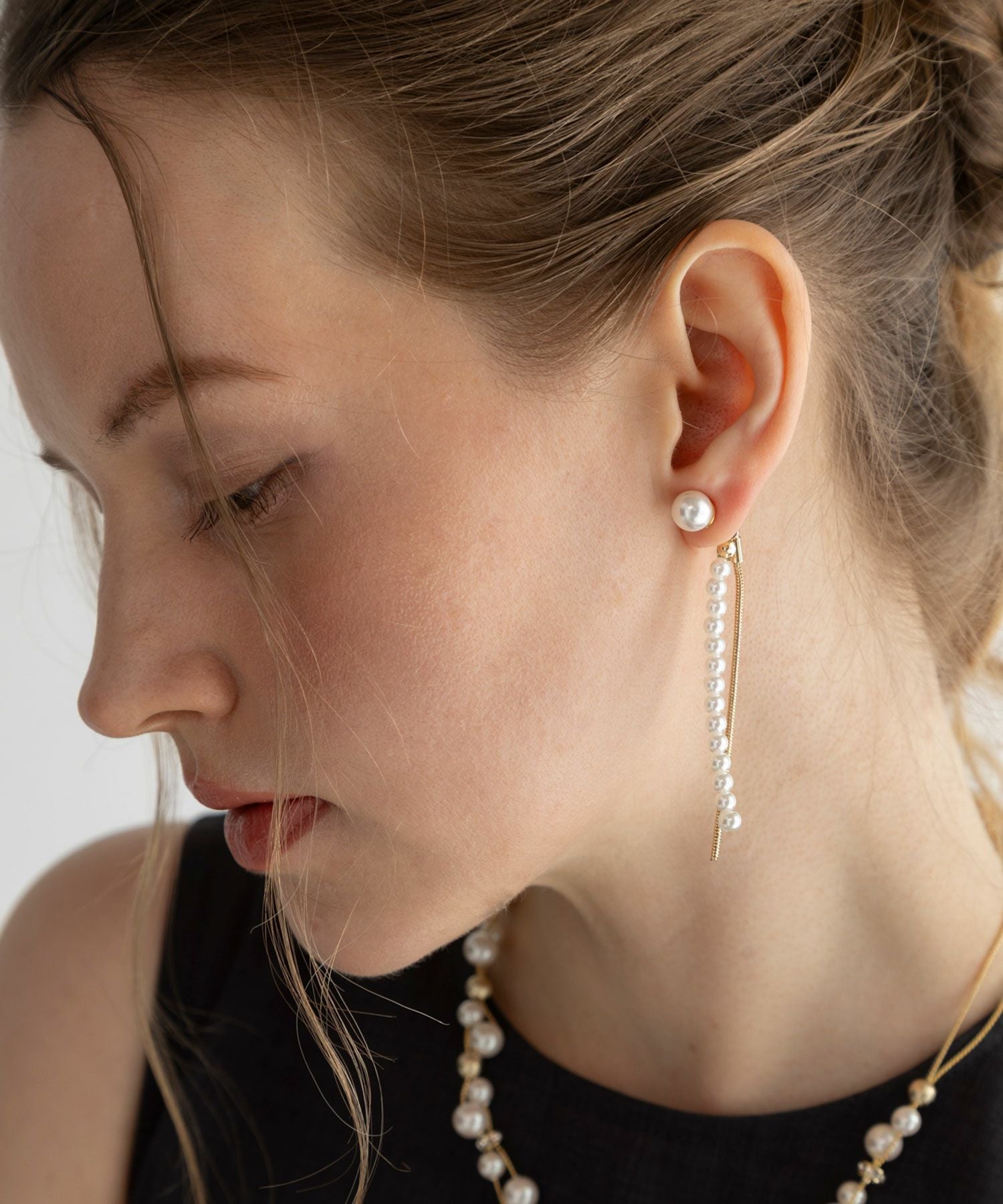 パールラインロングチタンポストピアス【MUK voyalibre】