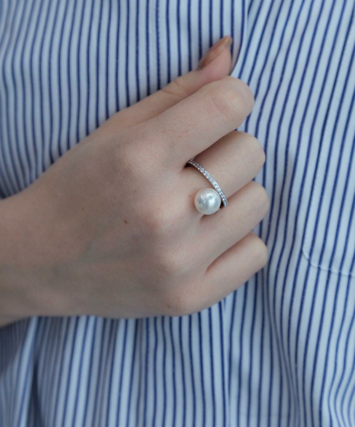 ポリッシュシェルパールカーブリング【over size ring collection】