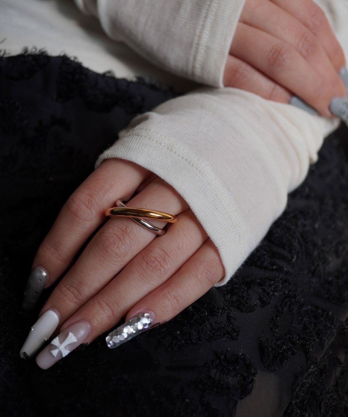 クロスラインリング【over size ring collection】