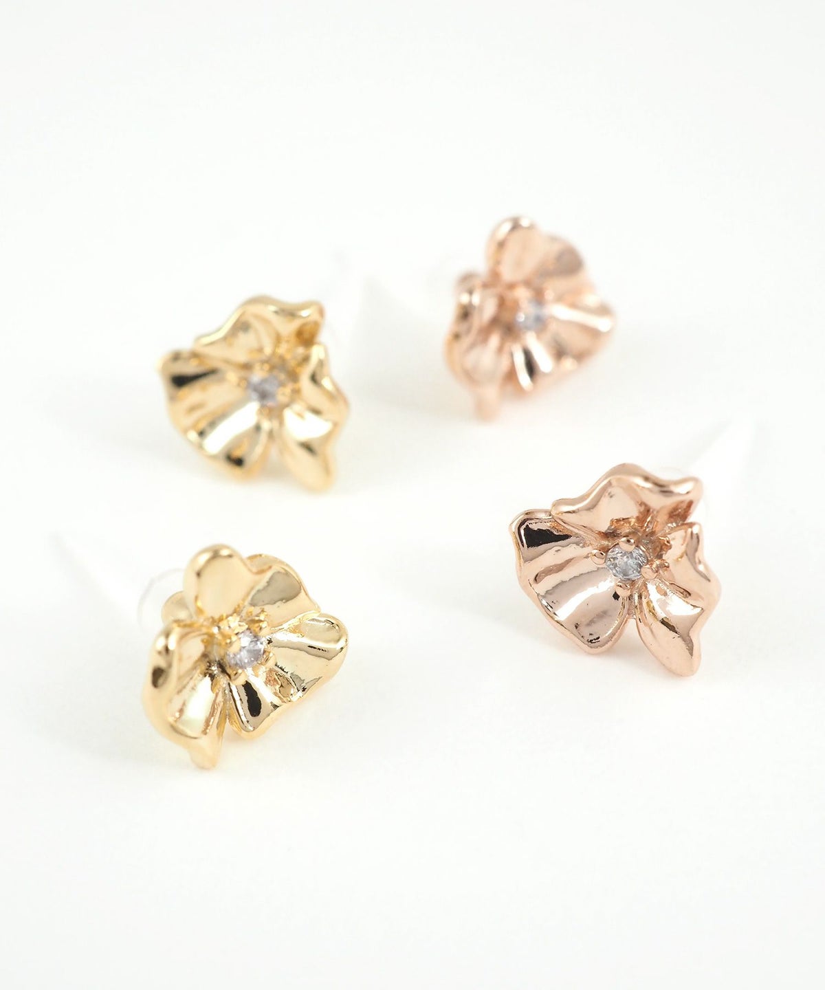 メタルフラワージルコニアセラミックポストピアス