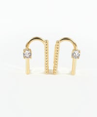 ポイントジルコニア＆ボールラインラウンドメタルイヤリング