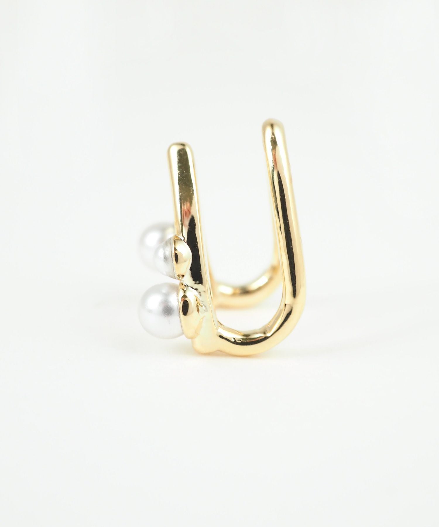 ニュアンスパールアーチラウンドメタルイヤリング