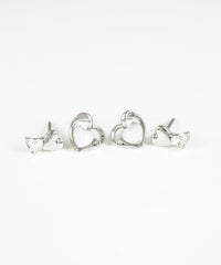 ラメハートセットチタンポストピアス