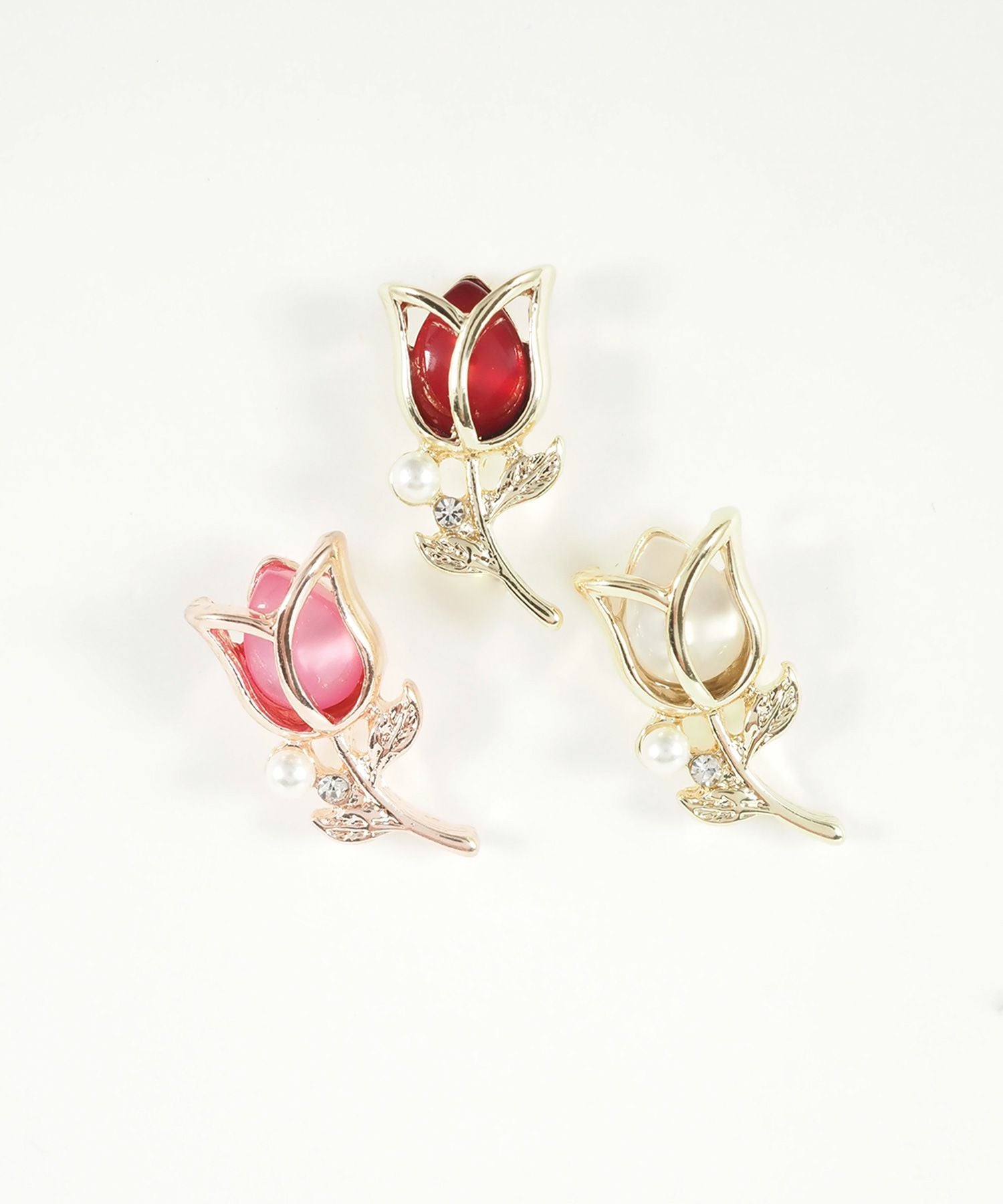 キャッツアイチューリップチタンポストピアス