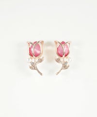 キャッツアイチューリップチタンポストピアス