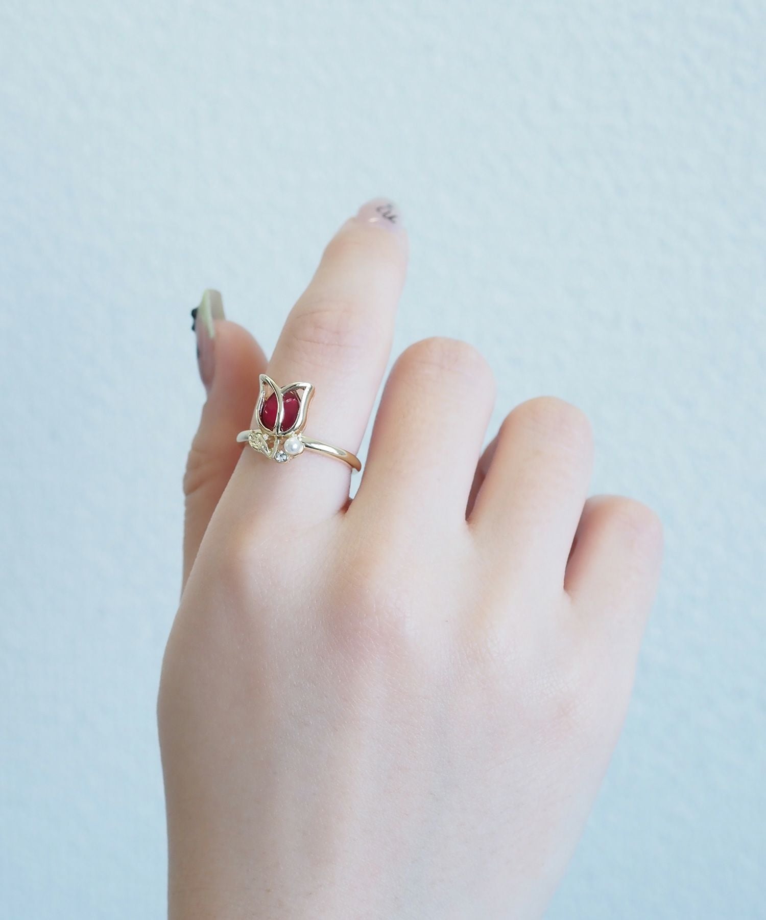 キャッツアイチューリップリング