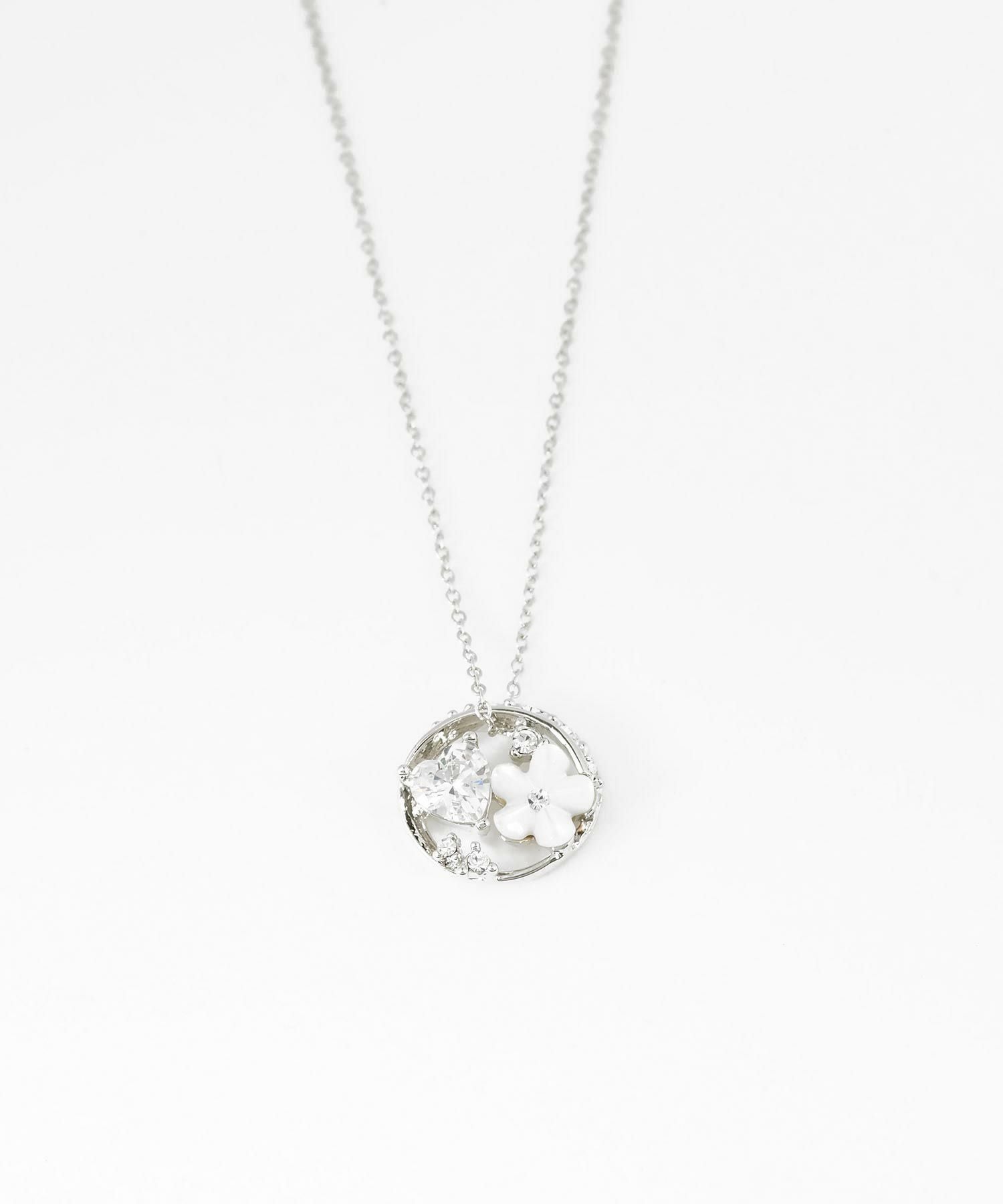 白蝶貝フラワーハートラウンドネックレス