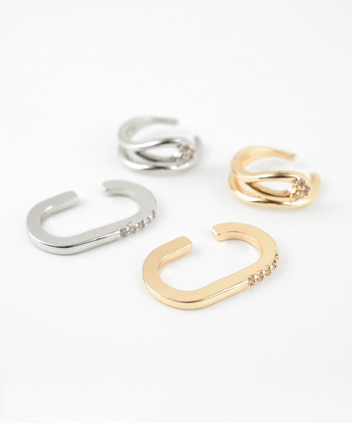 フラットオーバル×フローラインセットイヤーカフ