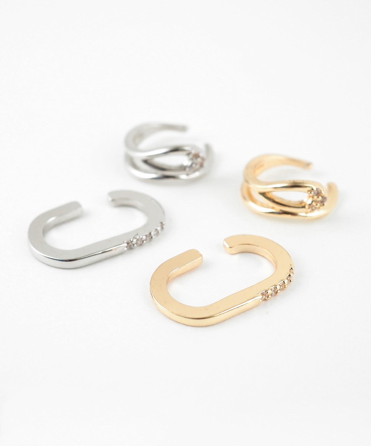 フラットオーバル×フローラインセットイヤーカフ