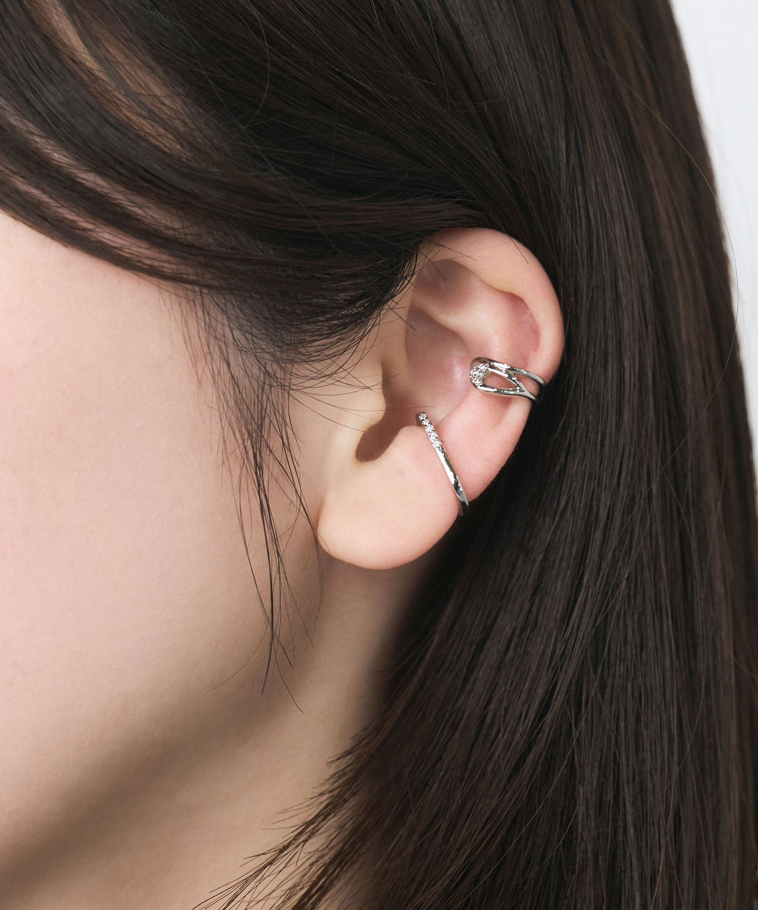 フラットオーバル×フローラインセットイヤーカフ