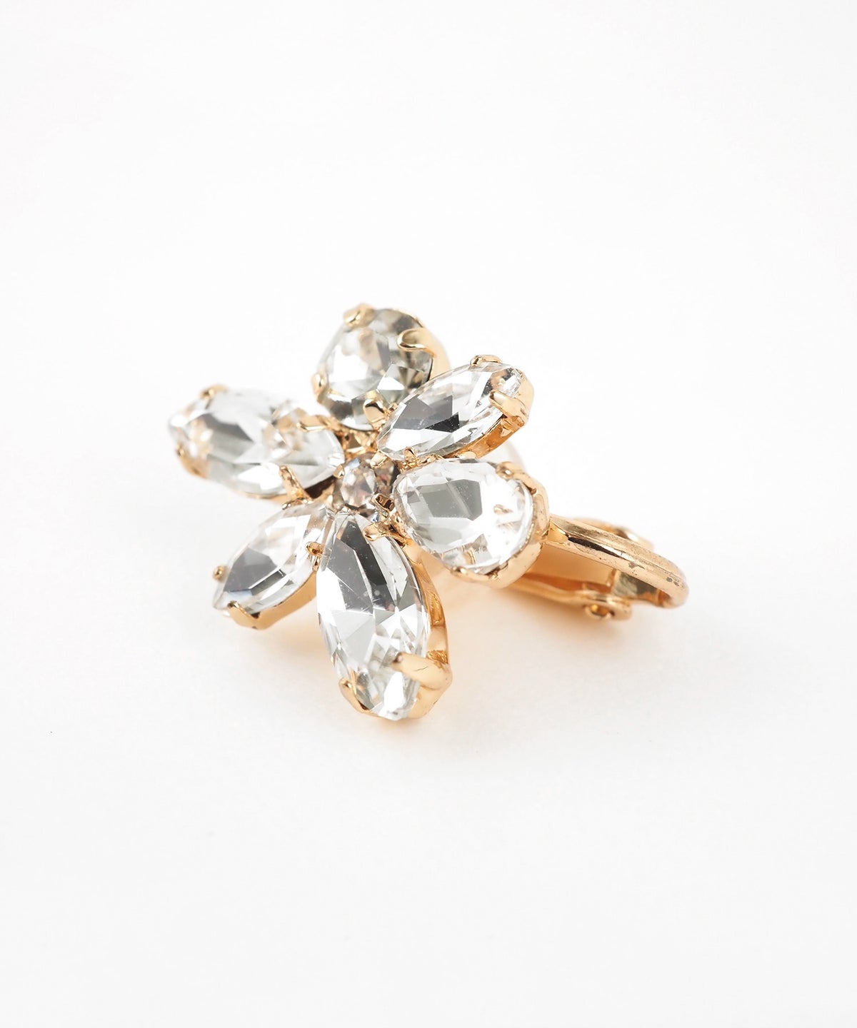 ブライトビジューフローラルクリップイヤリング