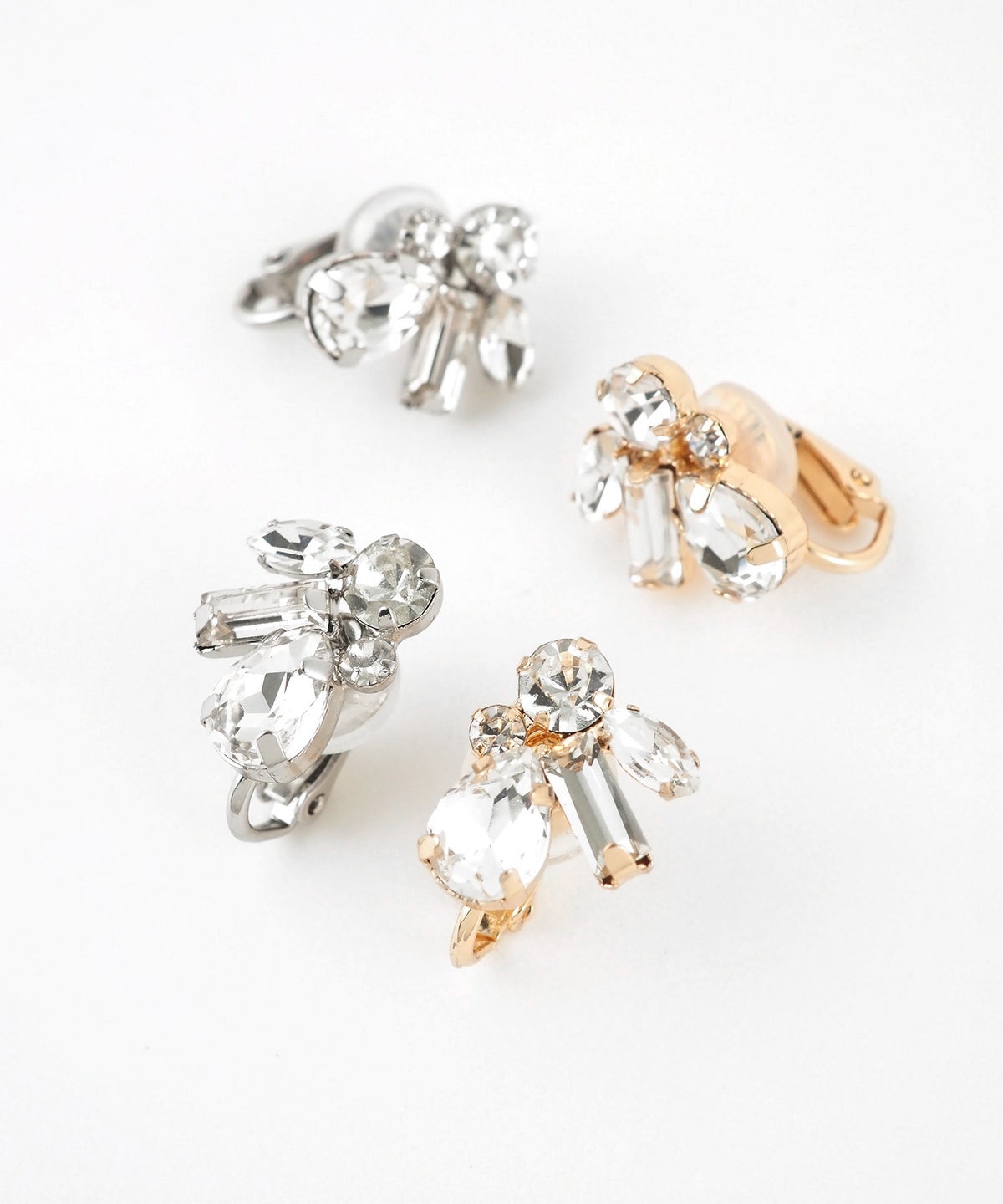 グロッシービジューマルチカットクリップイヤリング