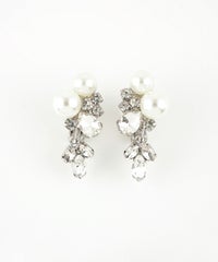 クラシカルビジューツインパールクリップイヤリング