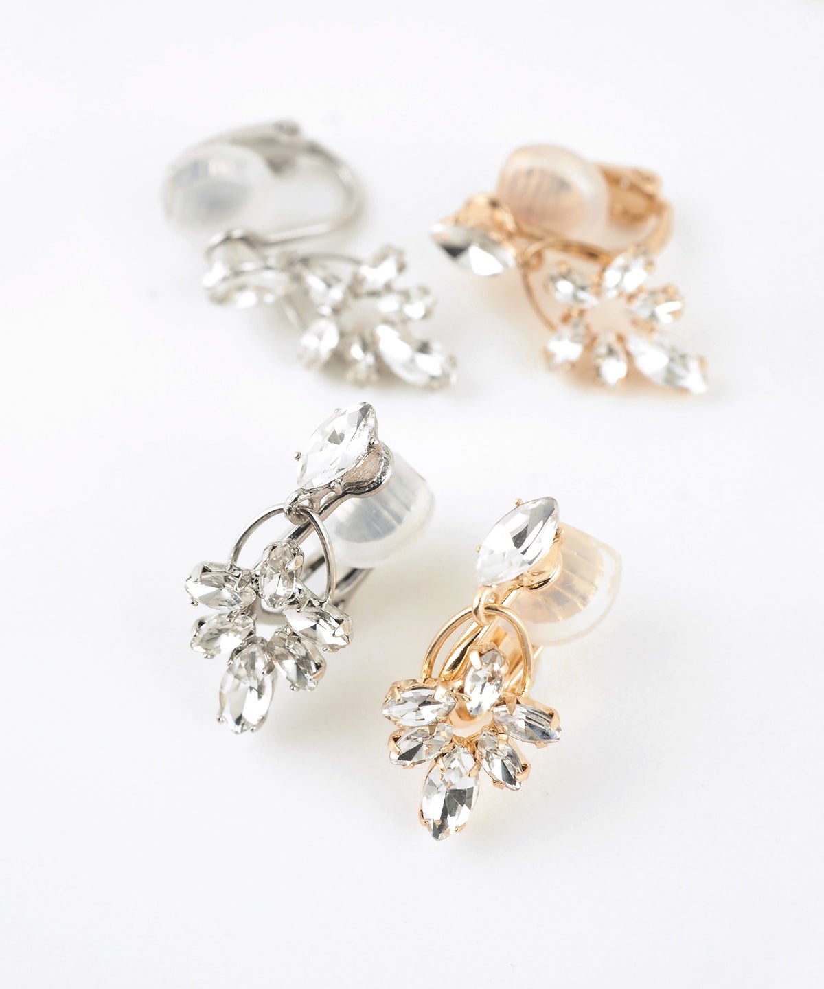 ブライトビジューマーキスドロップクリップイヤリング