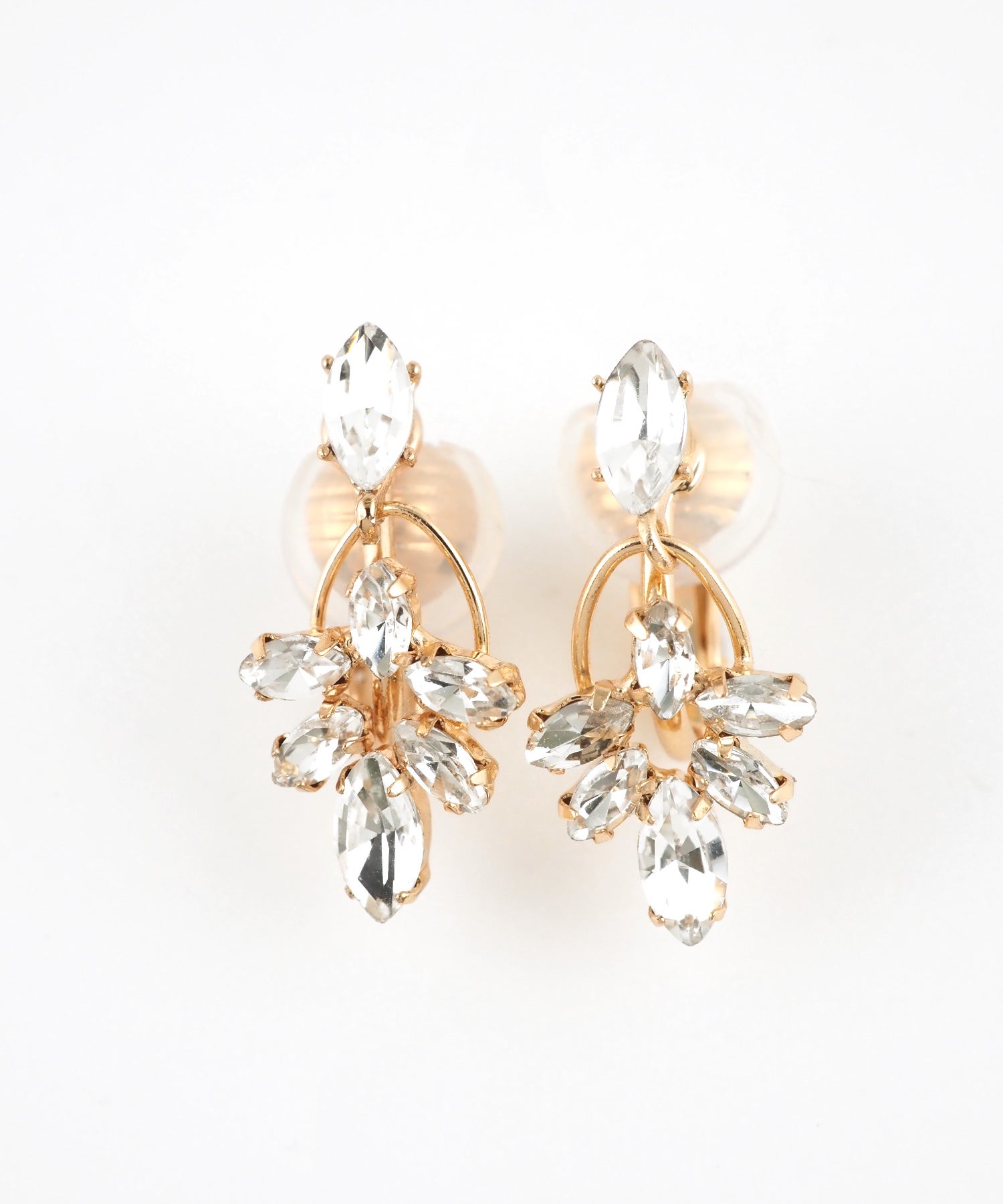 ブライトビジューマーキスドロップクリップイヤリング