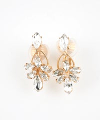 ブライトビジューマーキスドロップクリップイヤリング