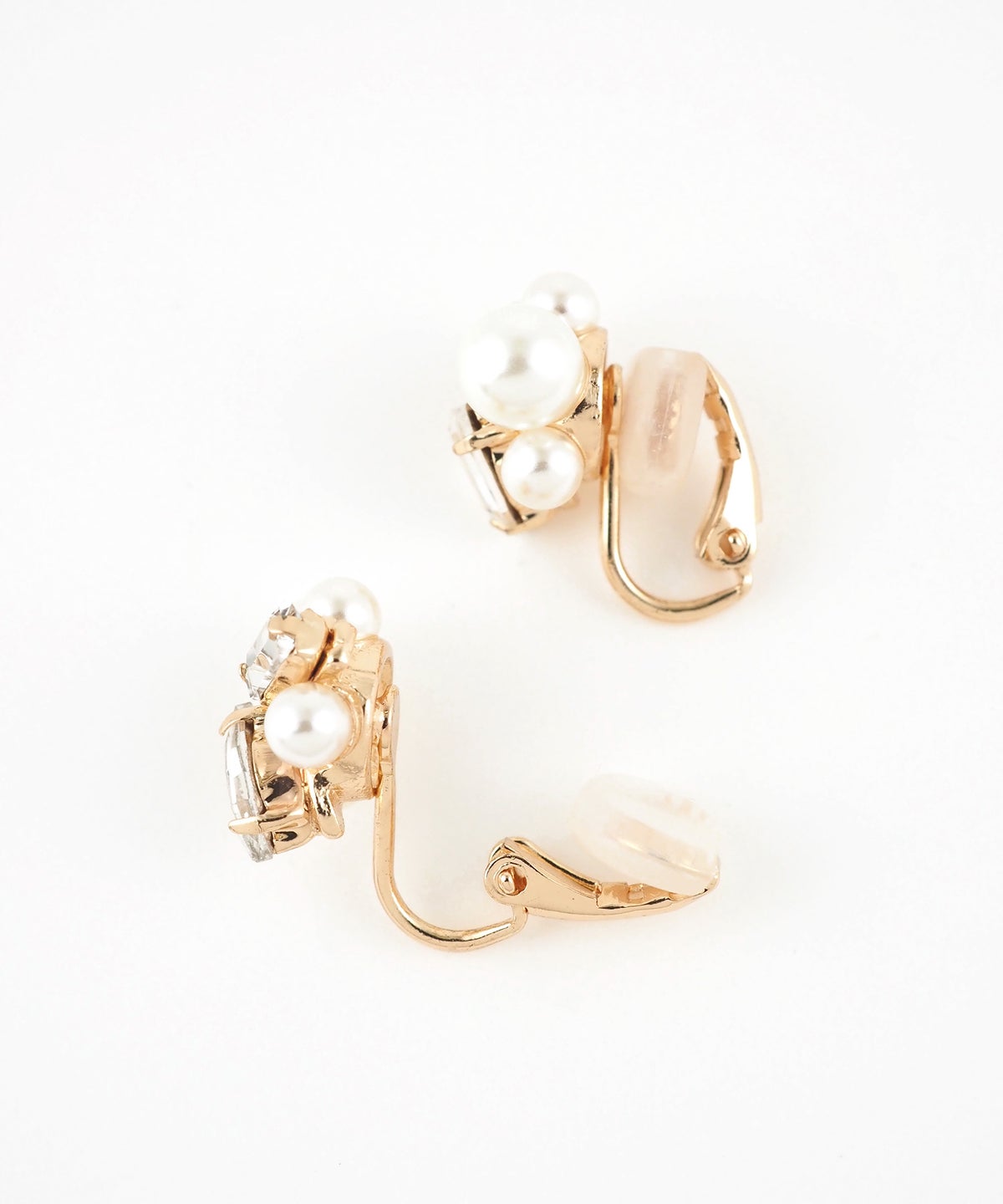 クラシカルビジューミックスフォルムクリップイヤリング