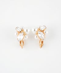 クラシカルビジューミックスフォルムクリップイヤリング